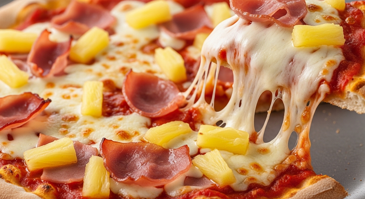 Pizza Hawaii mit Schinken und Ananas