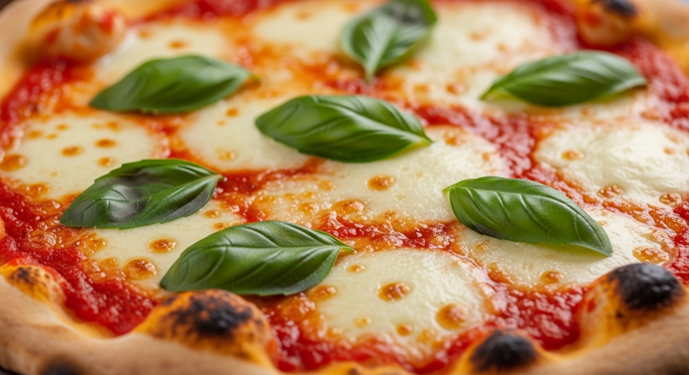 Pizza Margherita mit Tomatensauce und Käse