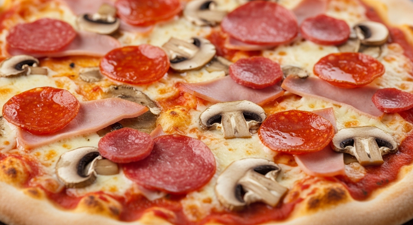 Pizza Mista mit Salami, Schinken und Gemüse